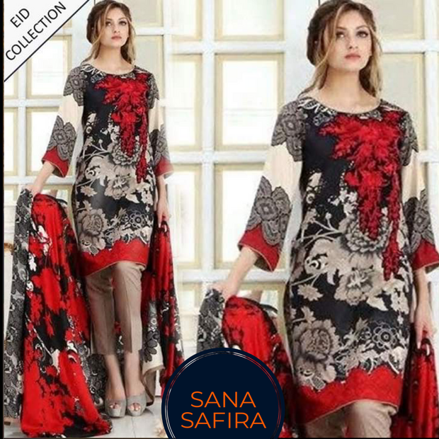 Lawn High Quality 3 Piece Unstitched Dress SS-012
